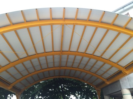 Project Achievement 08-Elementary School Curved Bow Construction-Use Strong House Double Layer Hollow PVC Heat Insulation Roofing Panel