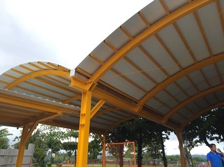 Project Achievement 08-Elementary School Curved Bow Construction-Use Strong House Double Layer Hollow PVC Heat Insulation Roofing Panel